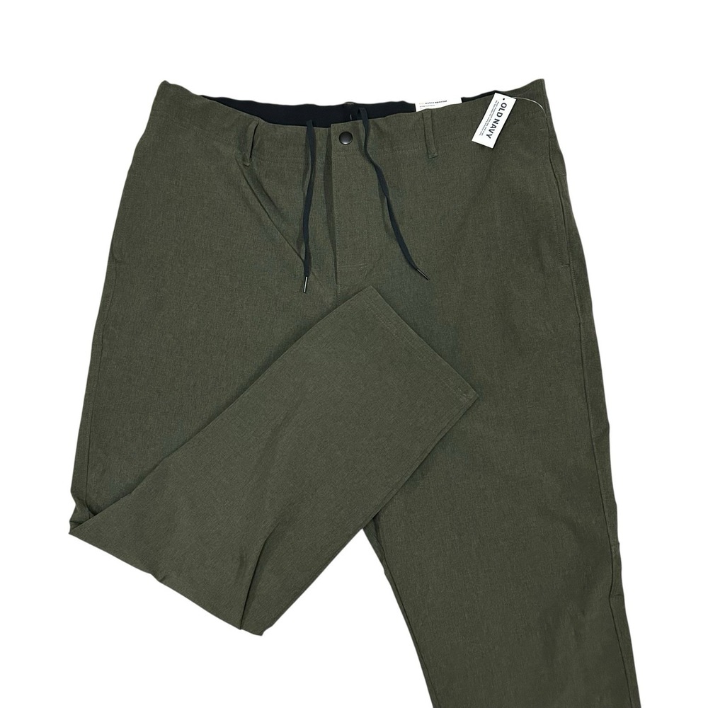 Old Navy Tapered Stretch Tech Pants Men's XL Green Drawstring 29" Inseam New